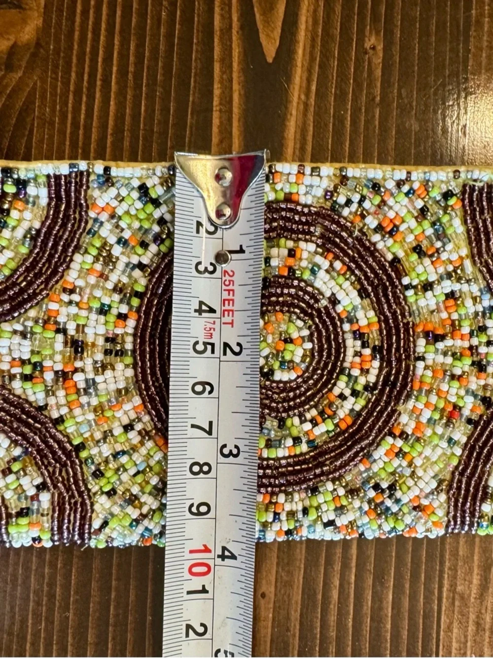 Beaded Boho Multicolor Circle-Pattern Wristlet Wallet
